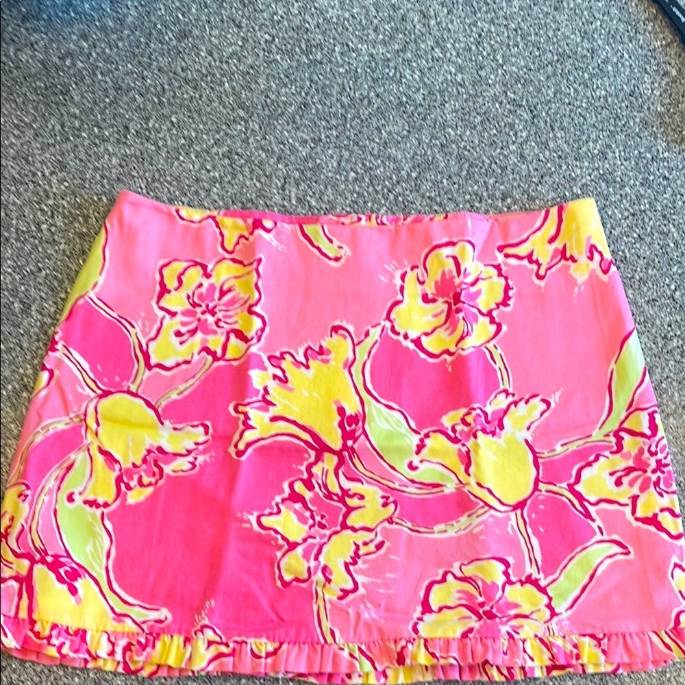 Lilly Pulitzer Floral Pink and Yellow Callie Skirt
